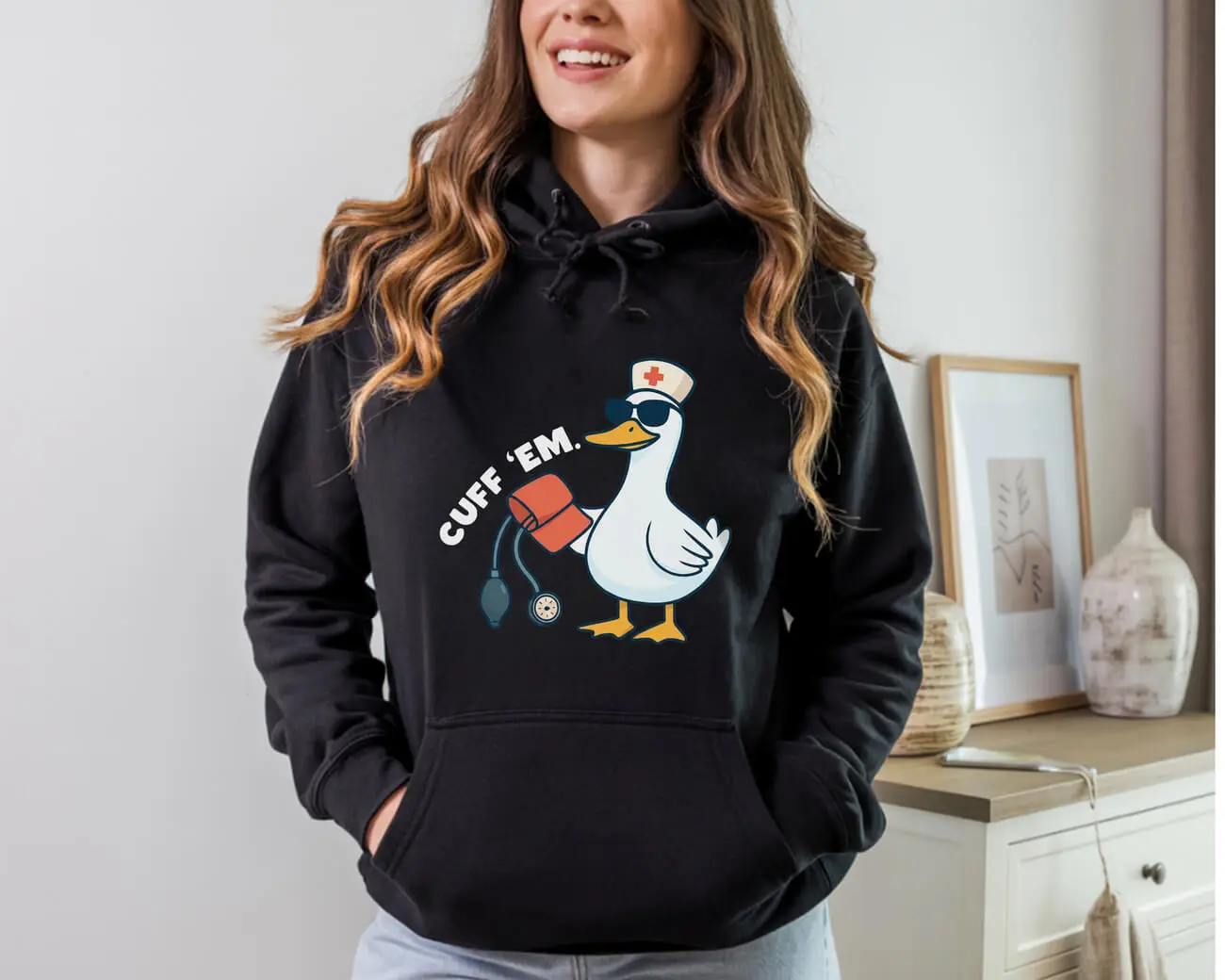 Cuff 'Em Nurse Goose Hoodie - Image 2