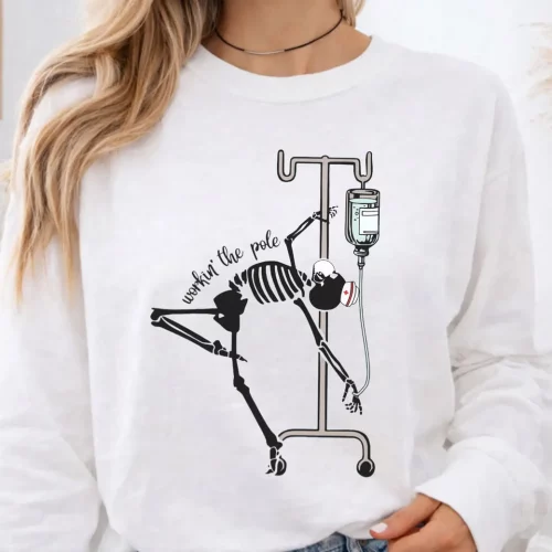 Skeleton Workin’ The (Iv) Pole Lightweight Sweatshirt