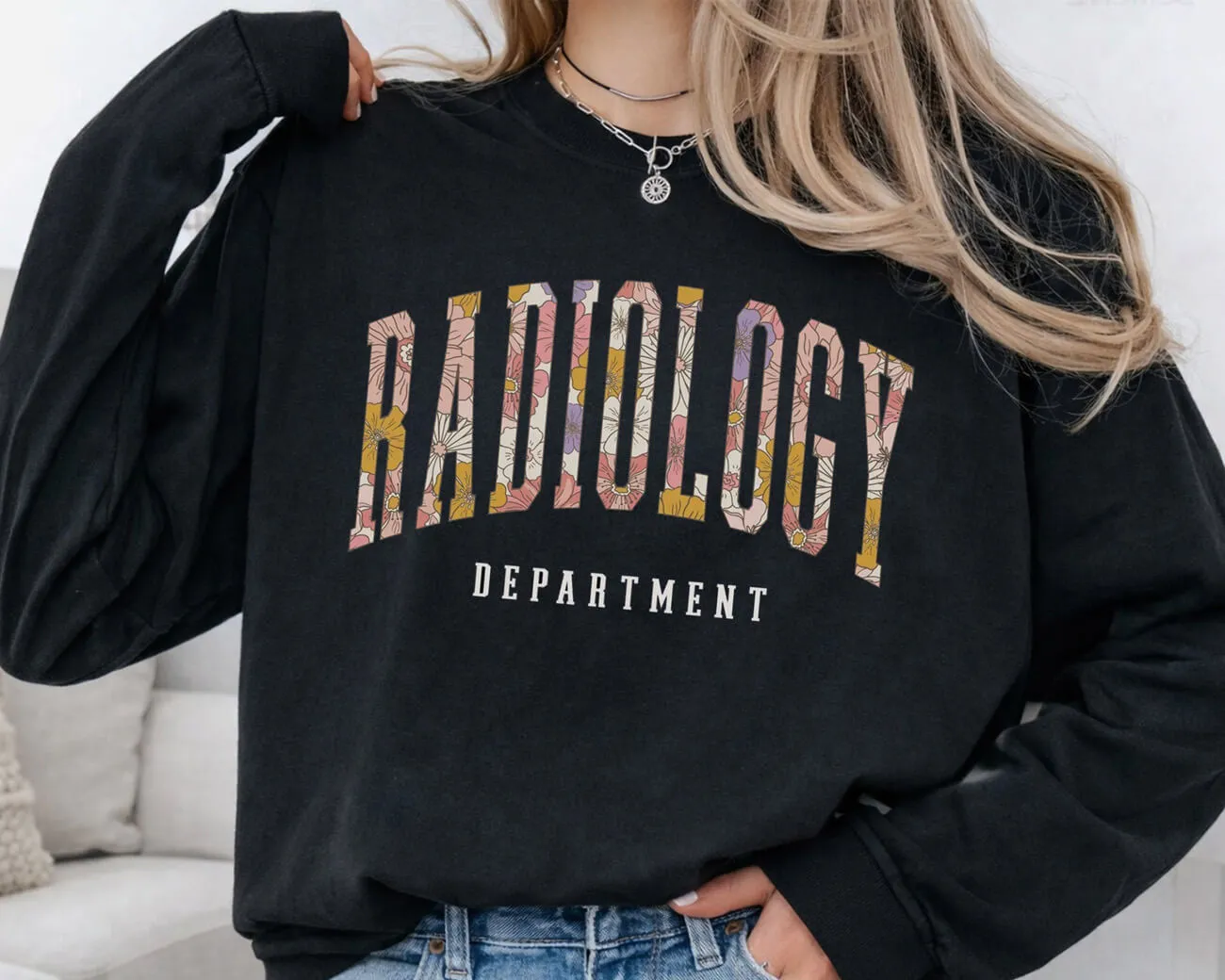 Radiology Department Floral Lightweight Sweatshirt