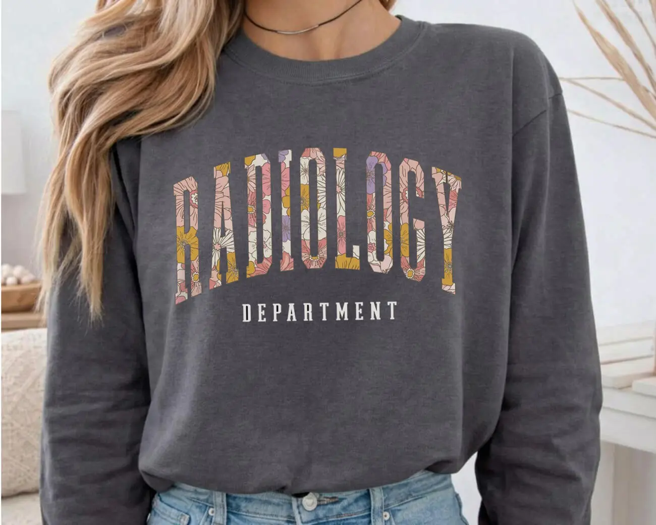Radiology Department Floral Lightweight Sweatshirt - Image 2