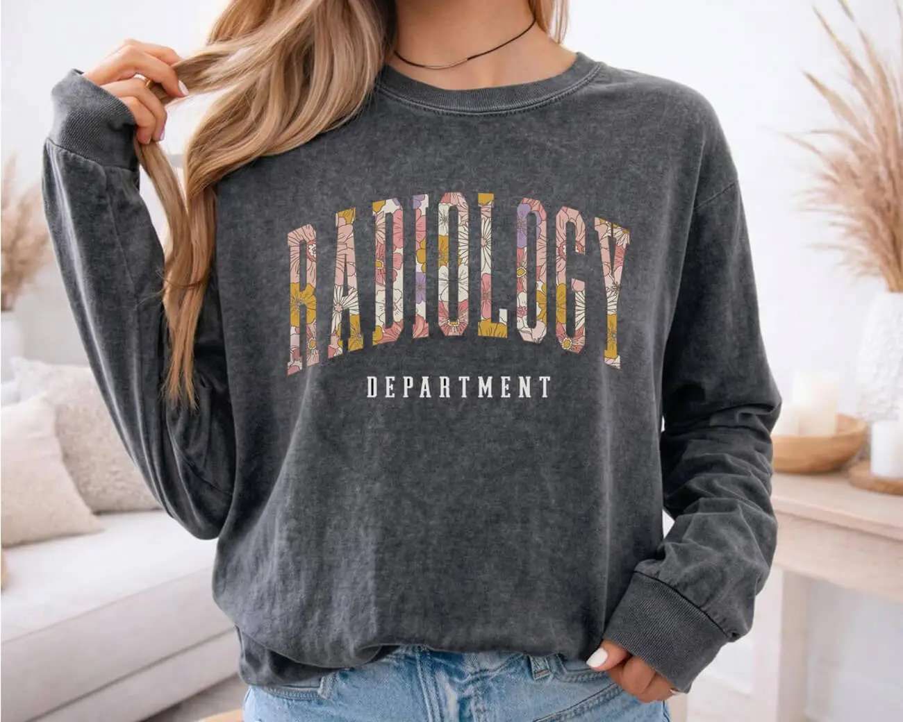 Radiology Department Floral Lightweight Sweatshirt - Image 3