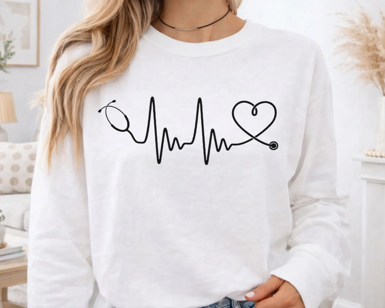 Stethoscope Heartbeat Lightweight Sweatshirt - Image 3