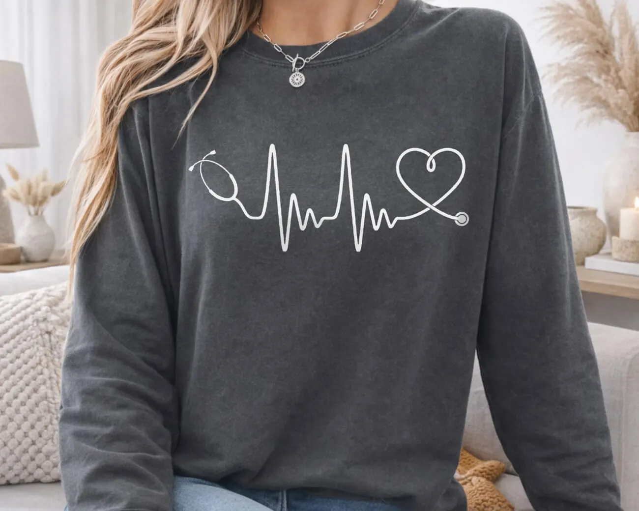 Stethoscope Heartbeat Lightweight Sweatshirt - Image 2
