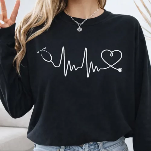 Stethoscope Heartbeat Lightweight Sweatshirt