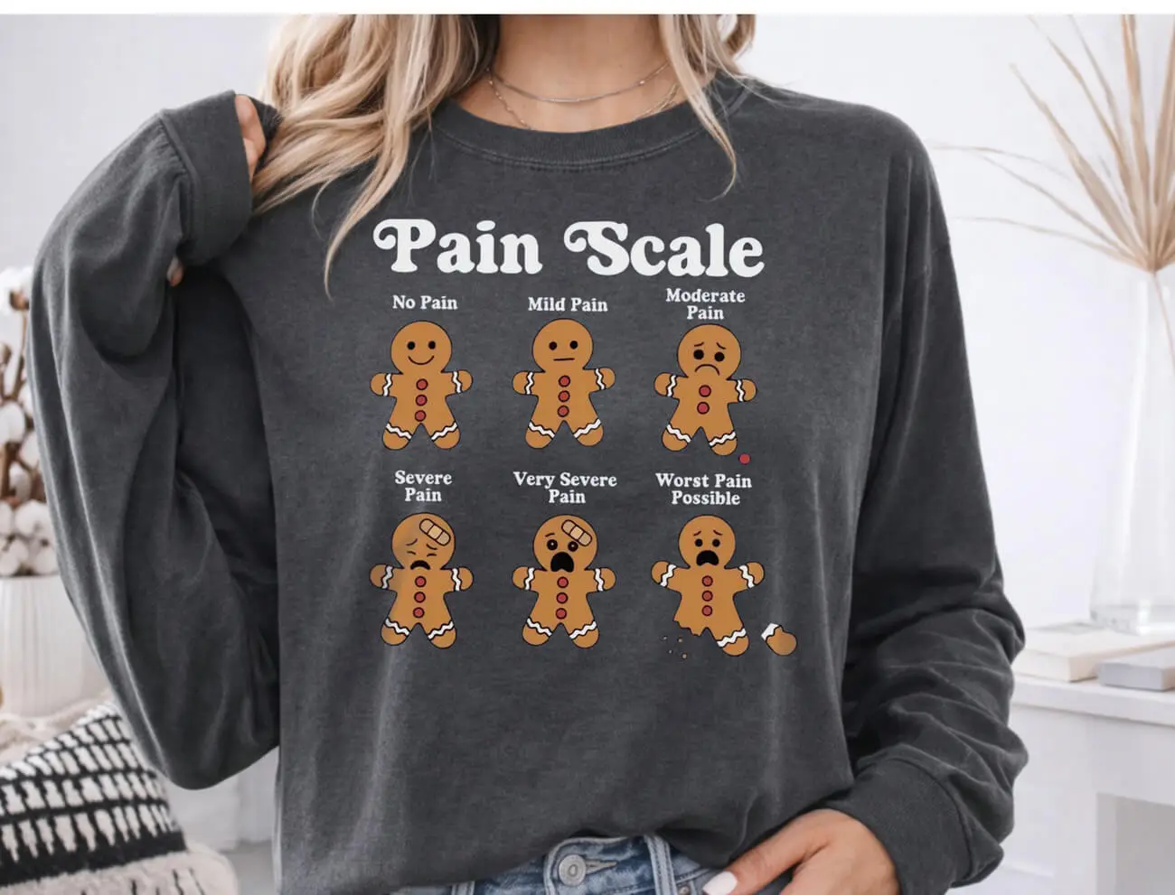Pain Scale Gingerbread Lightweight Sweatshirt - Image 2