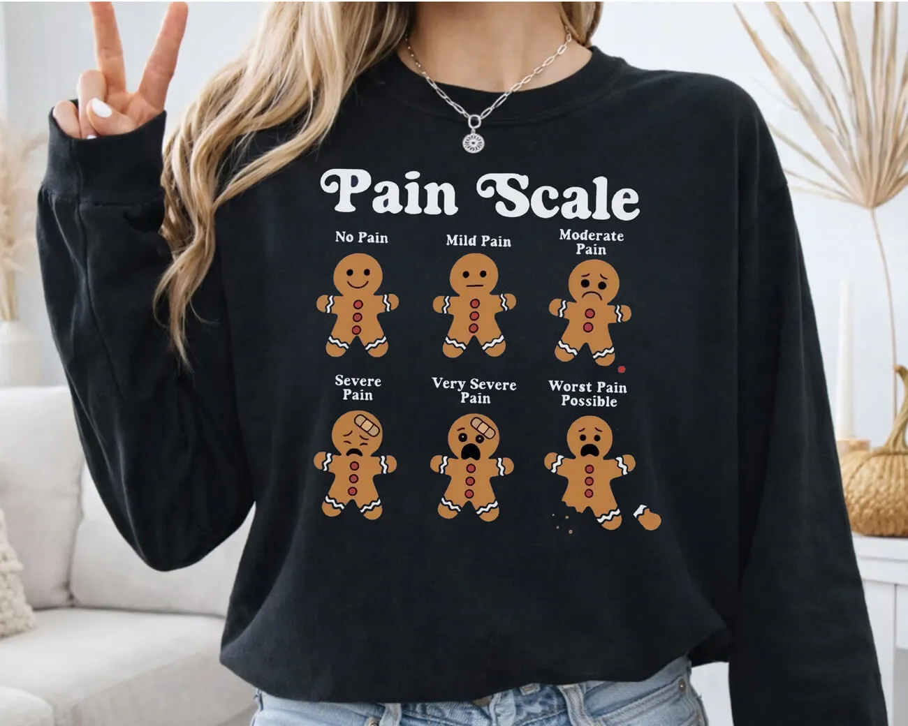 Pain Scale Gingerbread Lightweight Sweatshirt