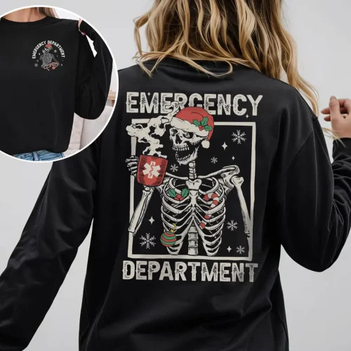 Emergency Depart. Skeleton Xmas Lightweight Sweatshirt