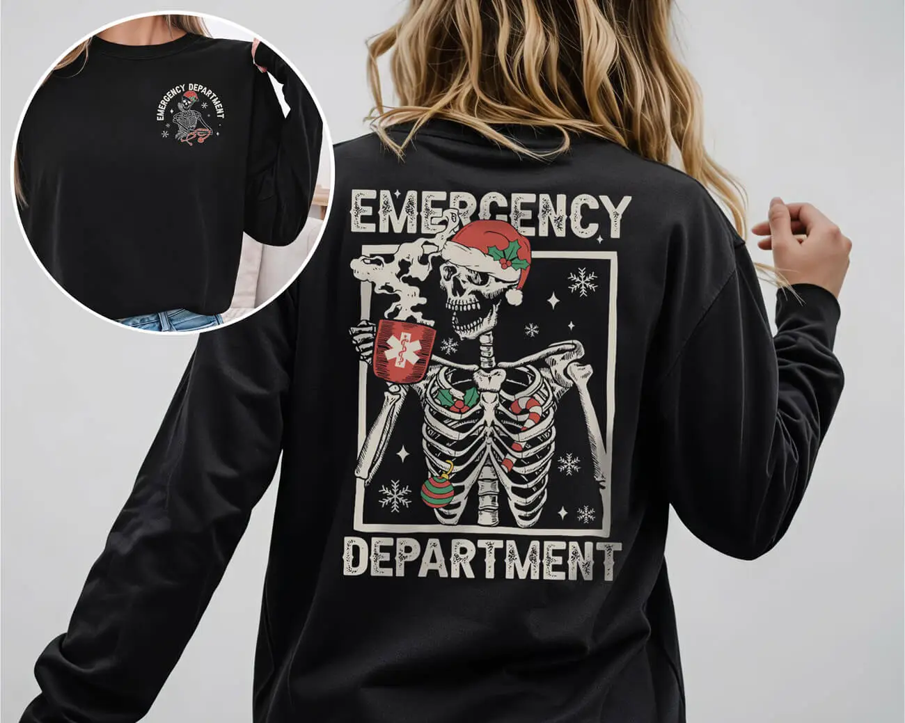 Emergency Depart. Skeleton Xmas Lightweight Sweatshirt