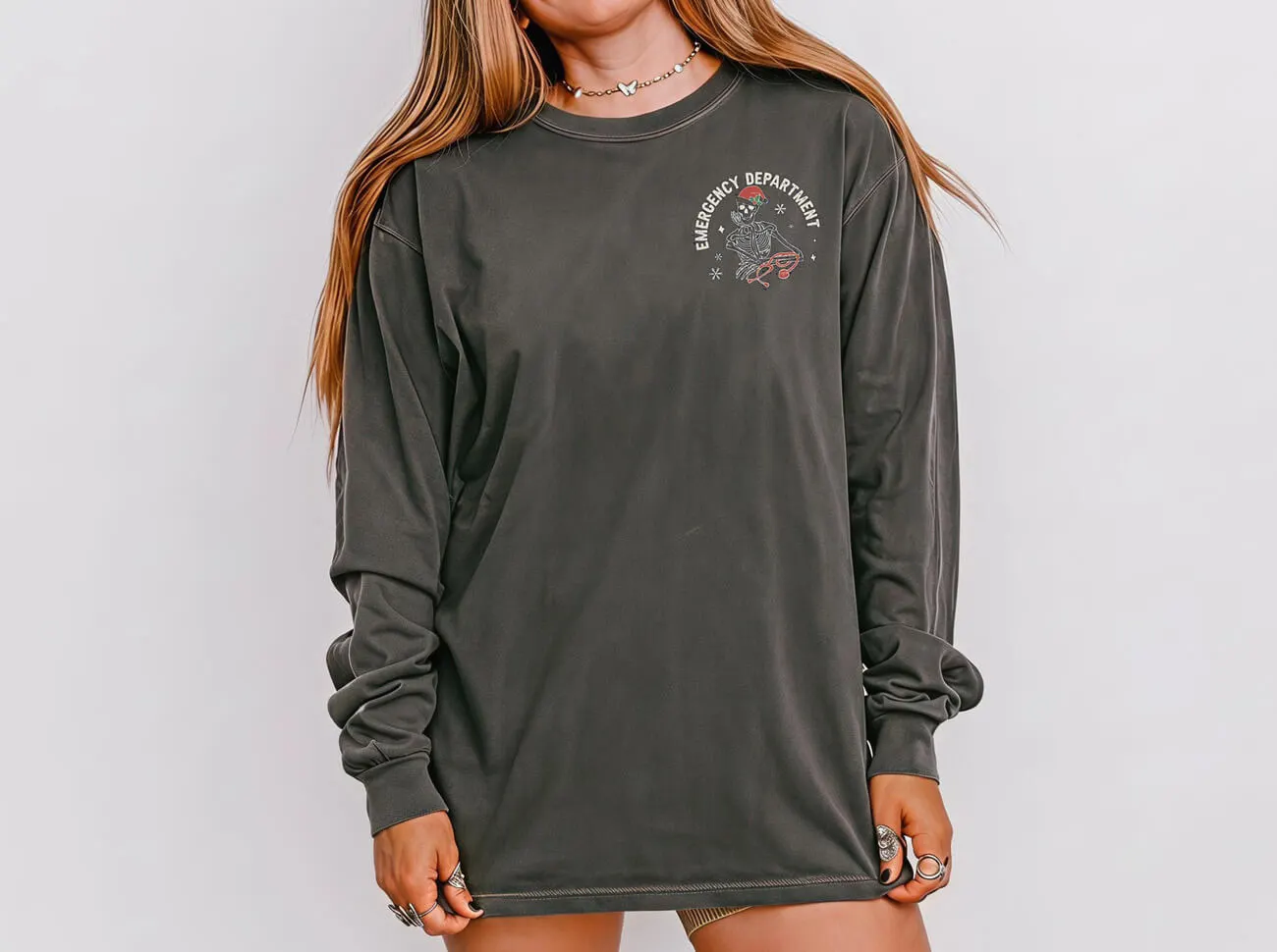 Xmas Emergency Depart. Skeleton Lightweight Sweatshirt - Image 4