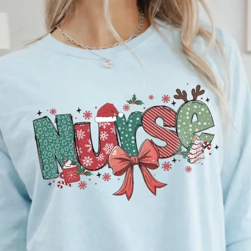 Nurse Christmas Coquette Lightweight Sweatshirt