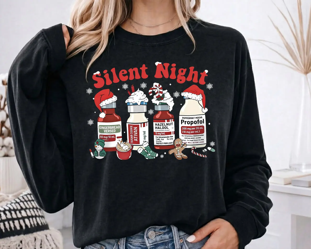 Silent Night Propofol Icu Christmas Lightweight Sweatshirt