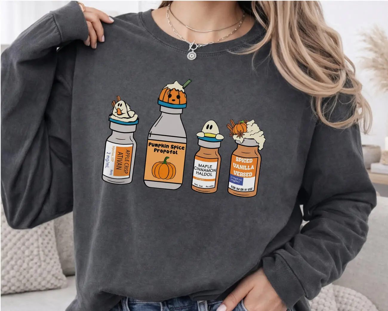 Pumpkin Spice Propofol Lightweight Sweatshirt - Image 3