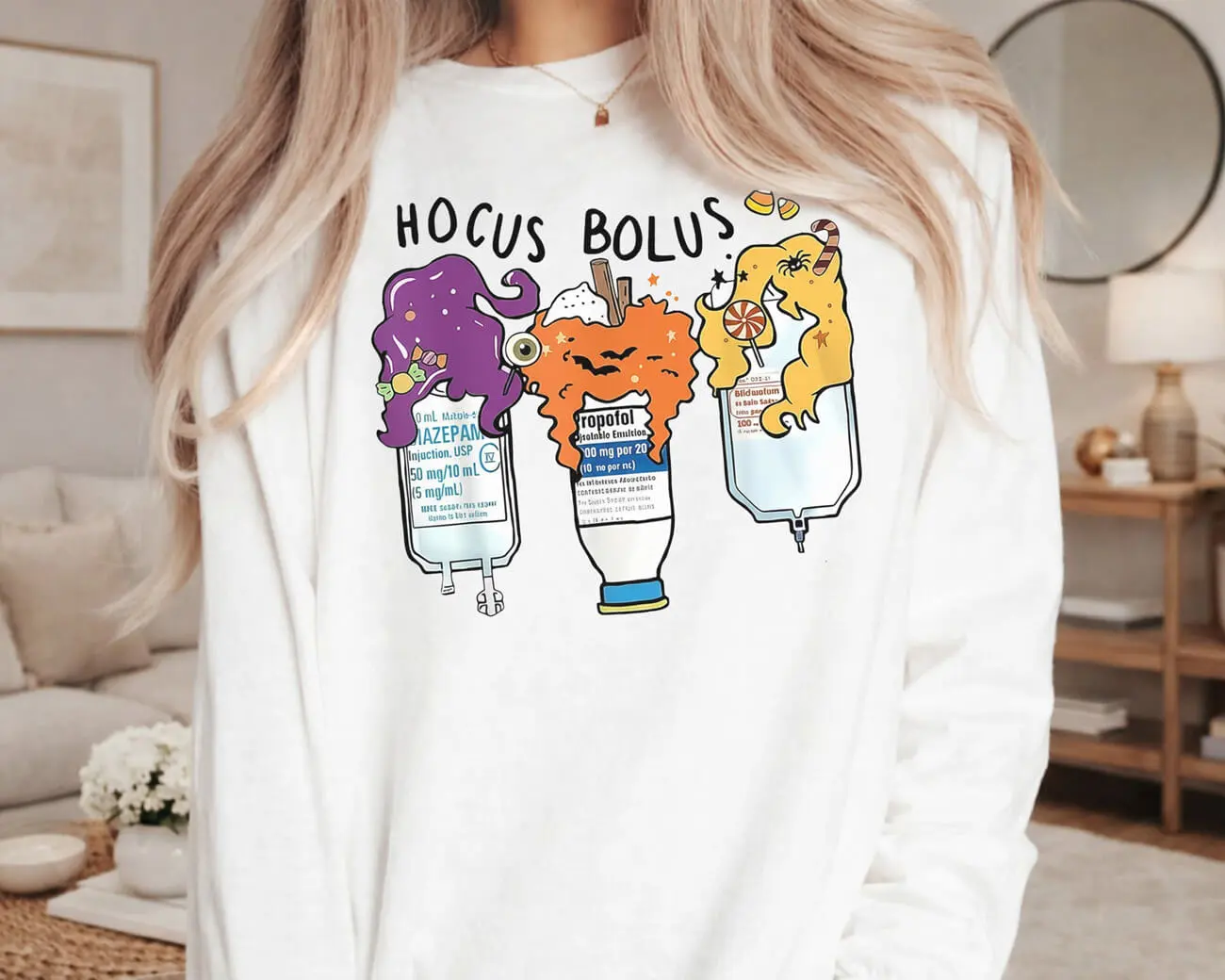 Hocus Bolus Halloween Lightweight Sweatshirt - Image 3