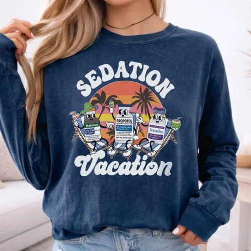 Sedation Vacation Icu Lightweight Sweatshirt