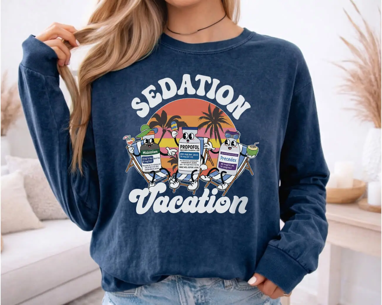 Sedation Vacation Icu Lightweight Sweatshirt