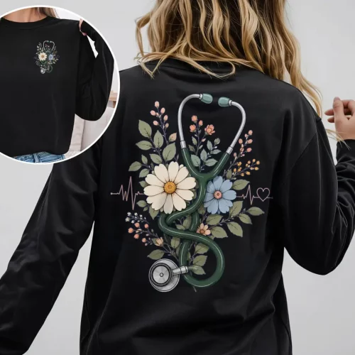 Floral Stethoscope Lightweight Sweatshirt