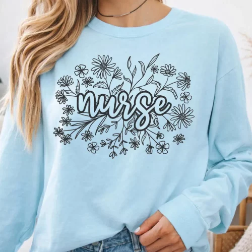 Nurse Flower Floral Lightweight Sweatshirt