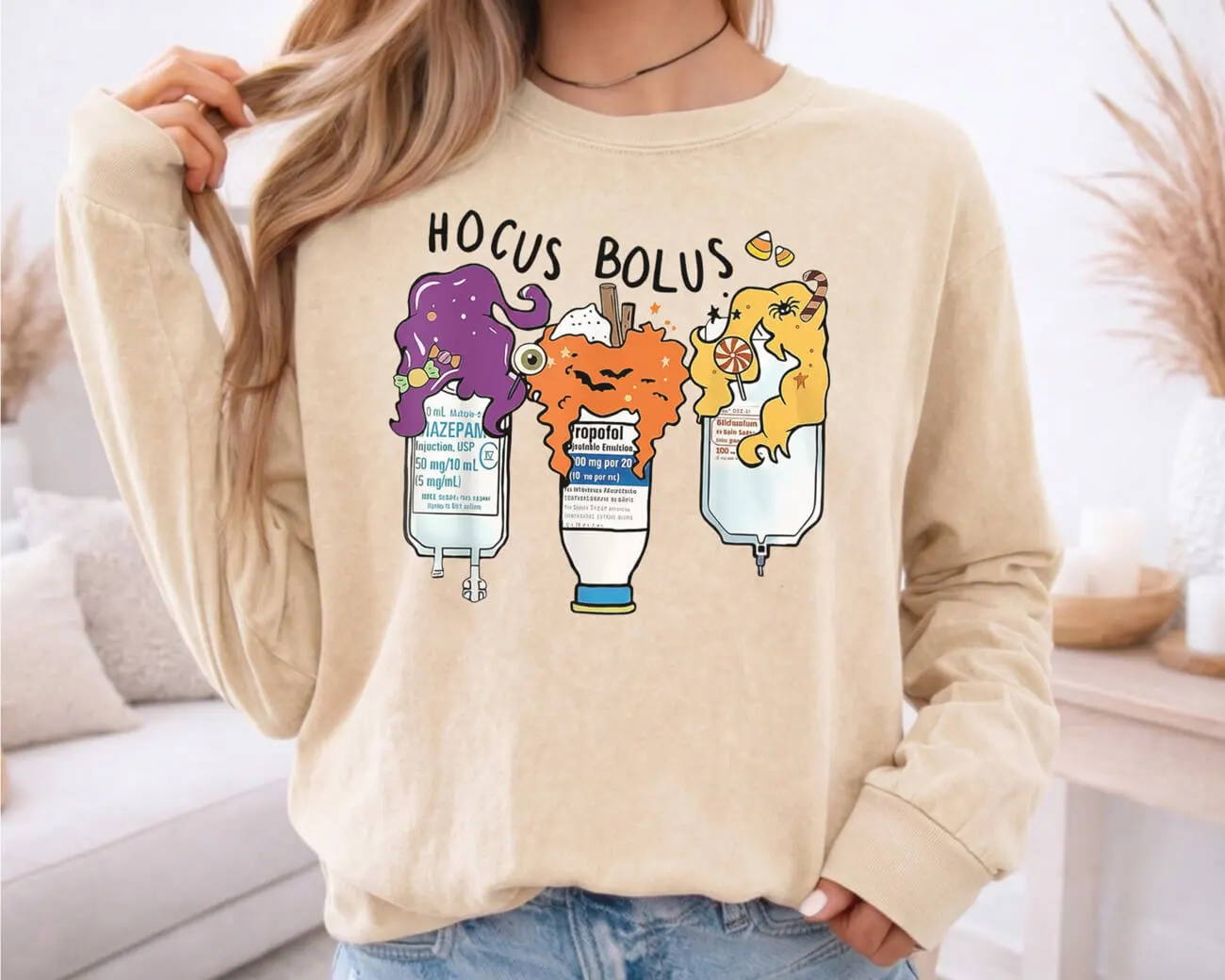 Hocus Bolus Halloween Lightweight Sweatshirt - Image 2