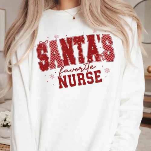 Santa’s Favorite Nurse Lightweight Sweatshirt