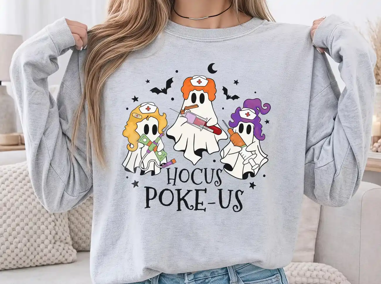Hocus Poke-Us Ghosts Lightweight Sweatshirt - Image 2