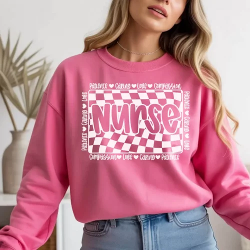 Retro Checkered Nurse Sweatshirt