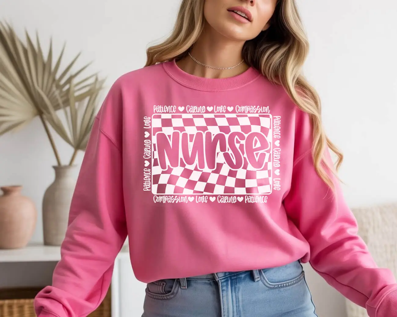 Retro Checkered Nurse Sweatshirt