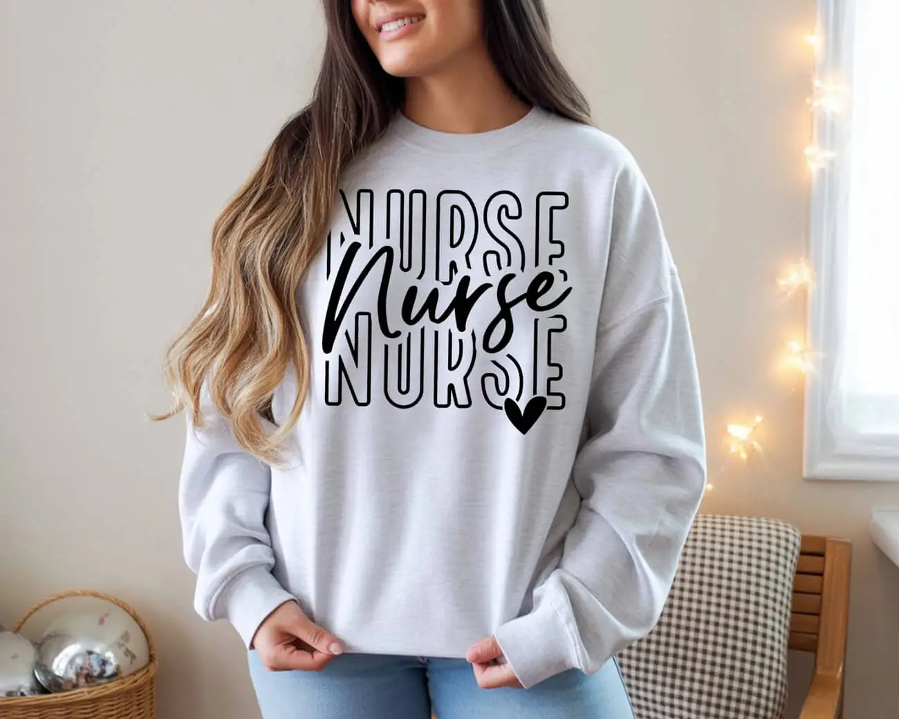 Nurse Nurse Nurse Love Heart Sweatshirt - Image 2