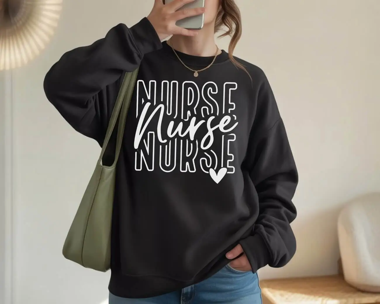 Nurse Nurse Nurse Love Heart Sweatshirt - Image 3