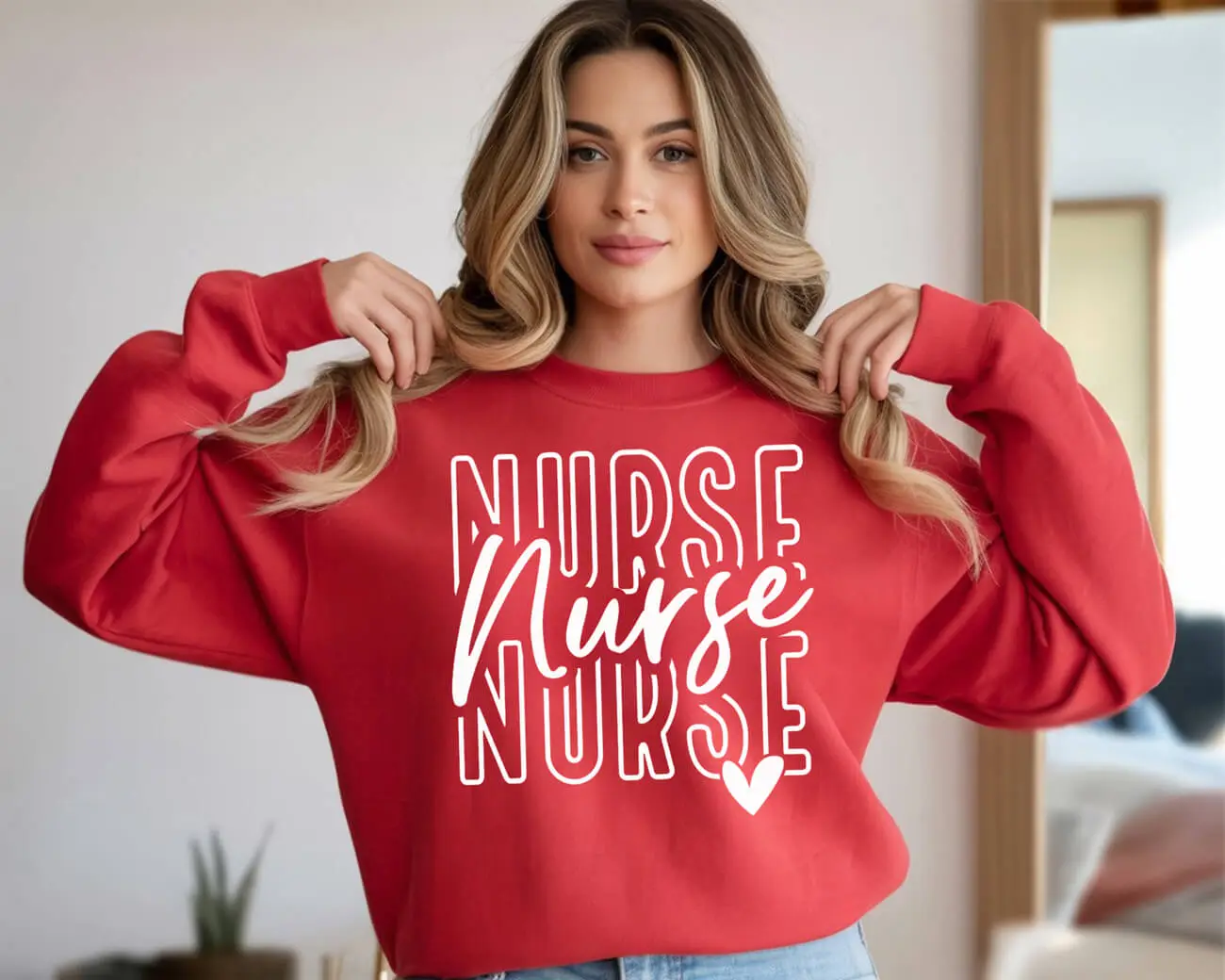 Nurse Nurse Nurse Love Heart Sweatshirt - Image 4