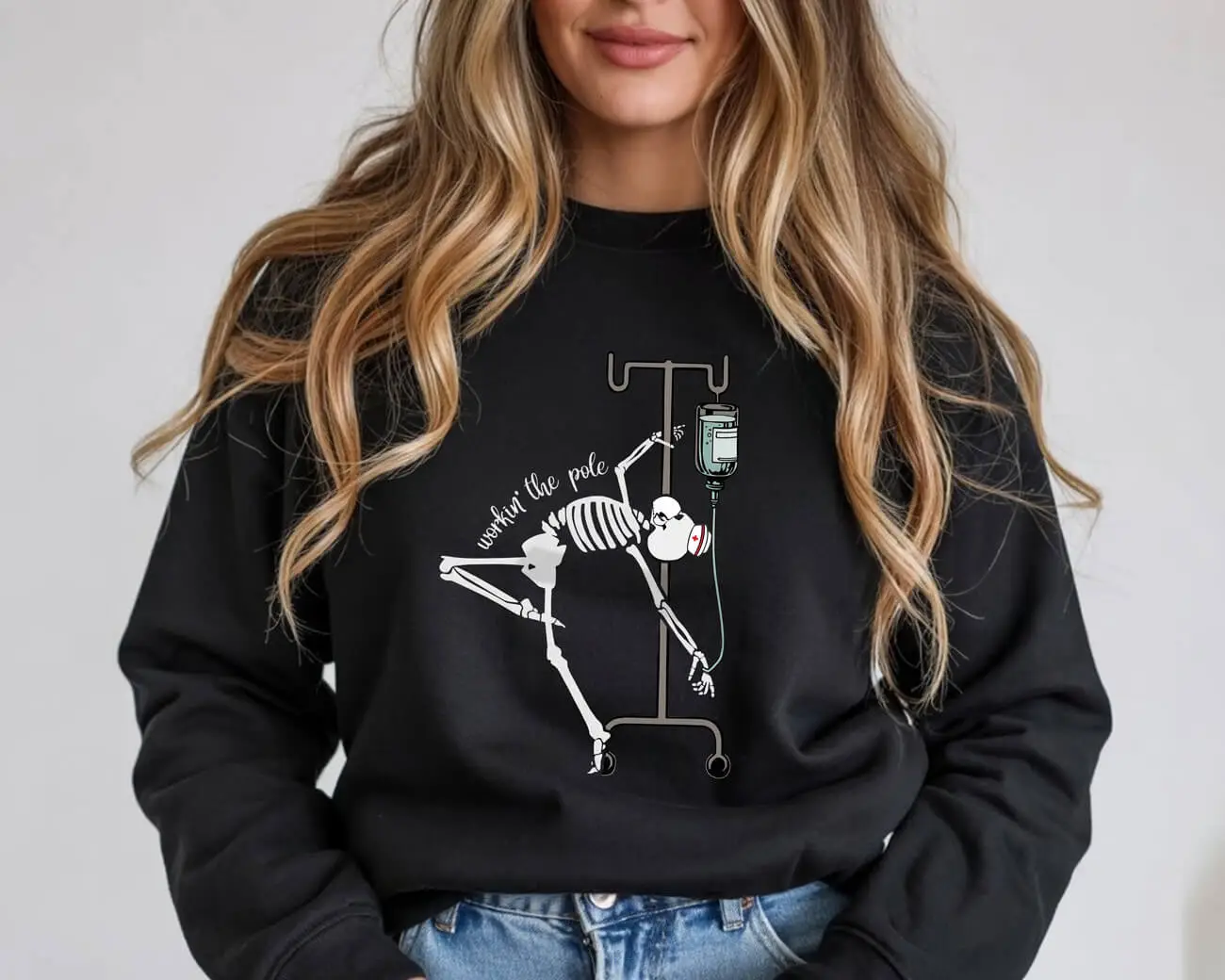 Skeleton Workin’ The Pole Sweatshirt - Image 4