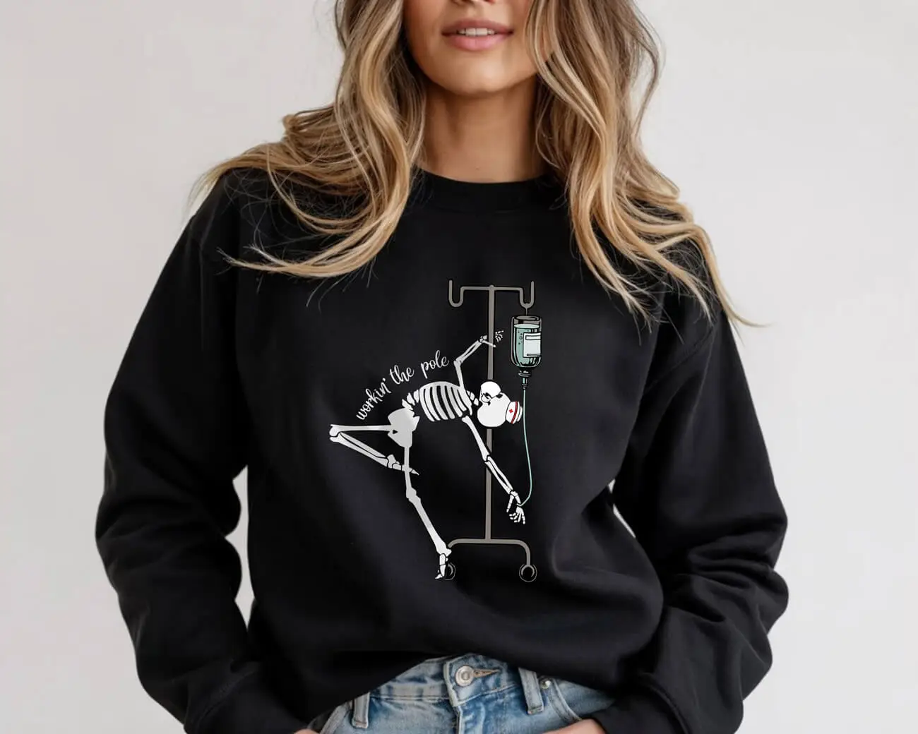 Skeleton Workin’ The Pole Sweatshirt - Image 3
