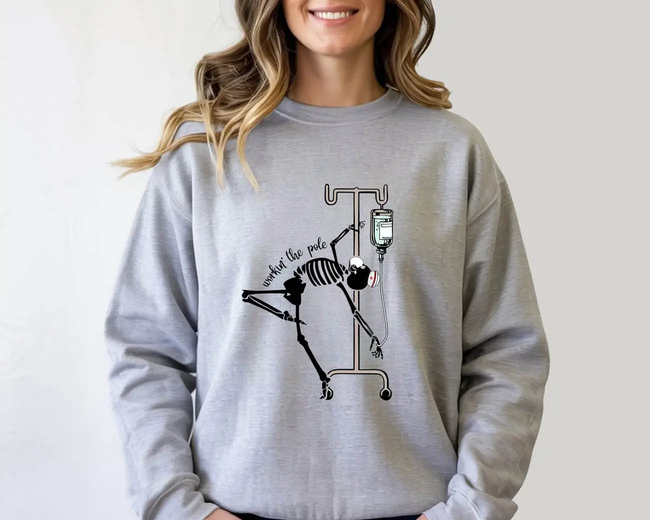 Skeleton Workin’ The (Iv) Pole Sweatshirt - Image 4
