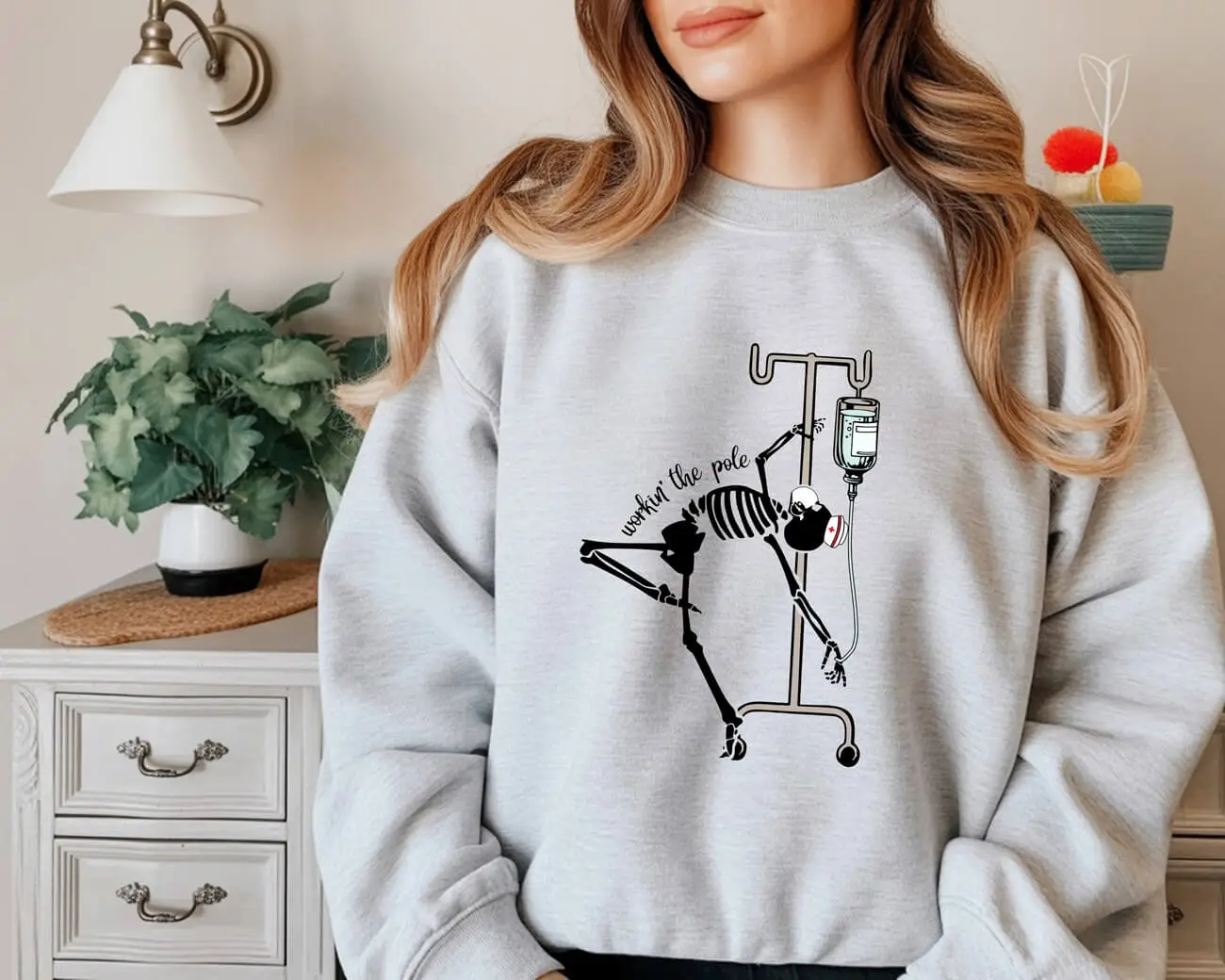 Skeleton Workin’ The (Iv) Pole Sweatshirt - Image 3