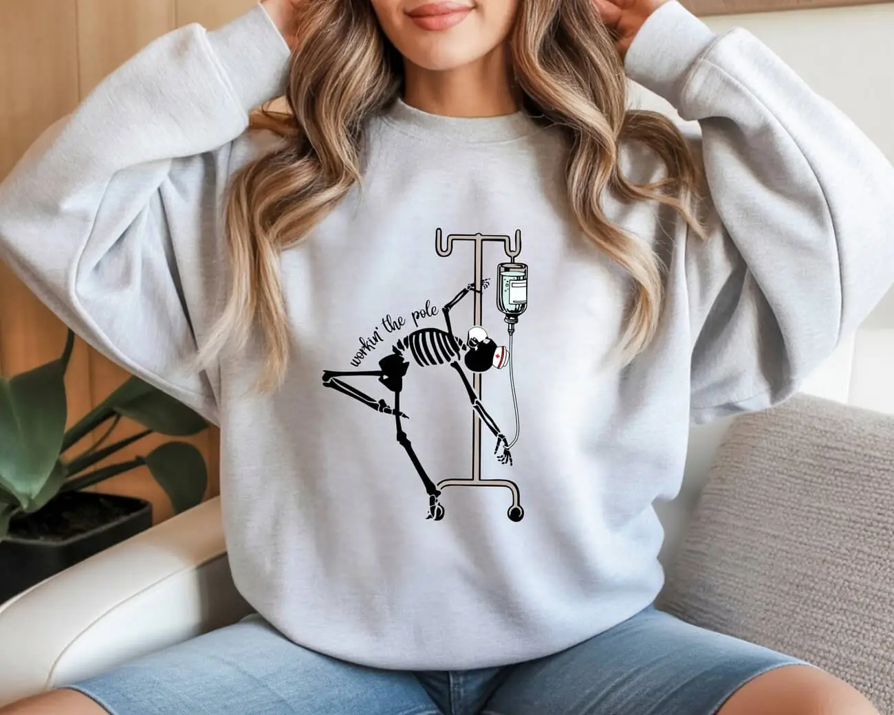 Skeleton Workin’ The (Iv) Pole Sweatshirt