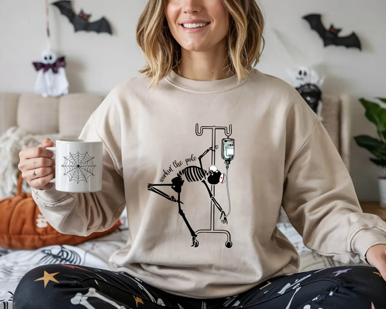 Skeleton Workin’ The (Iv) Pole Sweatshirt - Image 2
