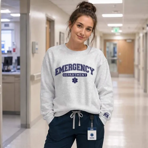 Custom Name Embroidered Emergency Department Sweatshirt