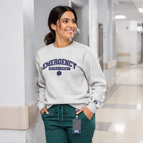 Custom Name Embroidered Emergency Department Sweatshirt