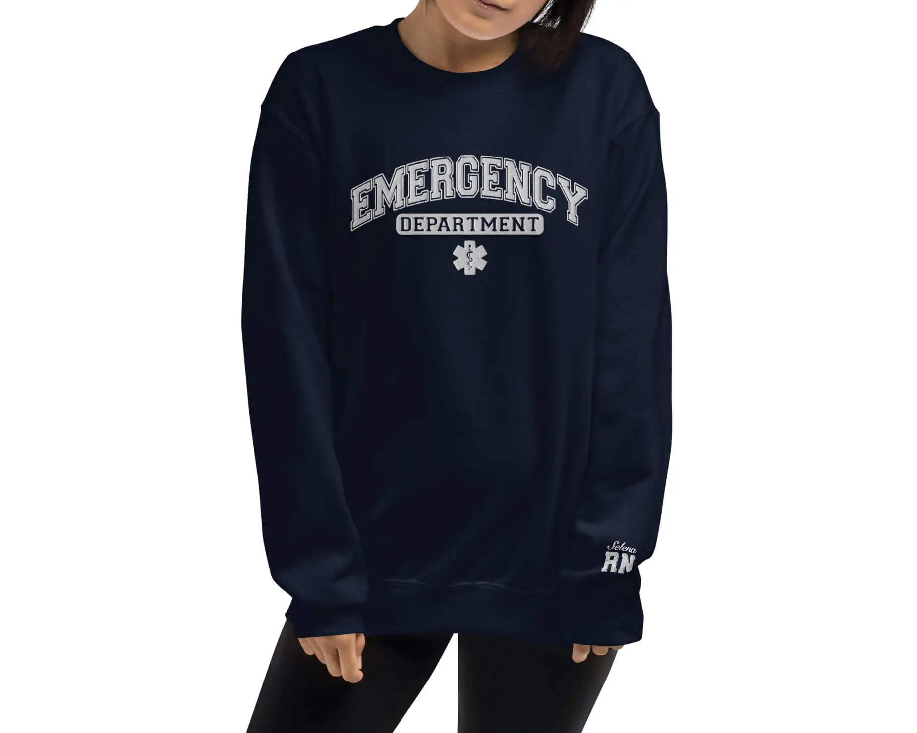 Embroidered Custom Name Emergency Department Sweatshirt - Image 4