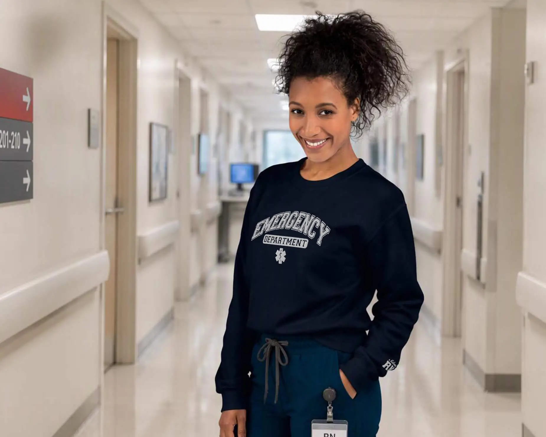 Embroidered Custom Name Emergency Department Sweatshirt